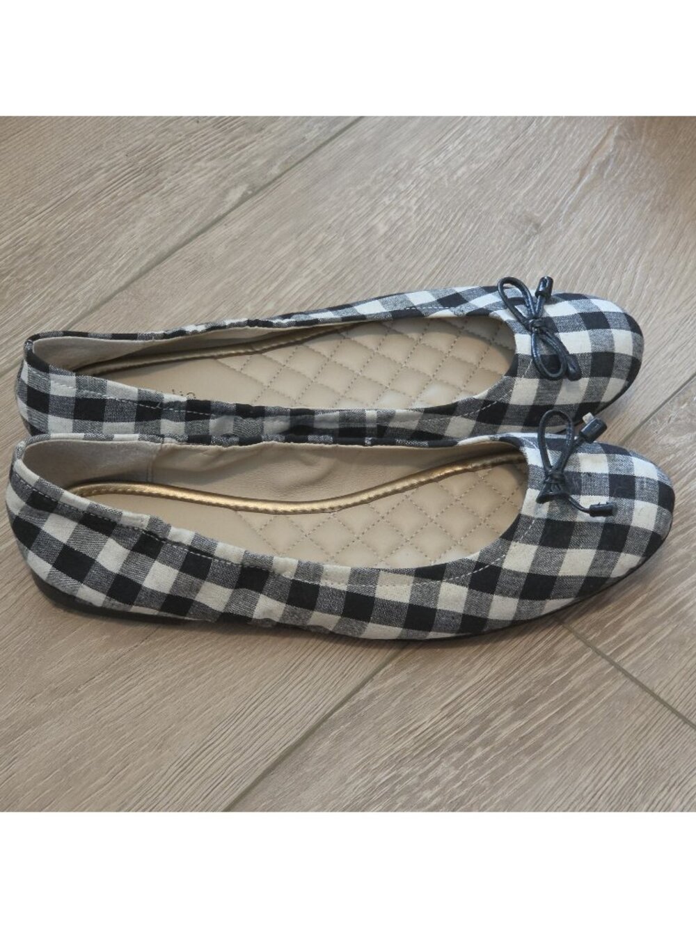 J.Mclaughlin Mercer Flats Black & White Gingham Checkered Shoes Womens 8.5